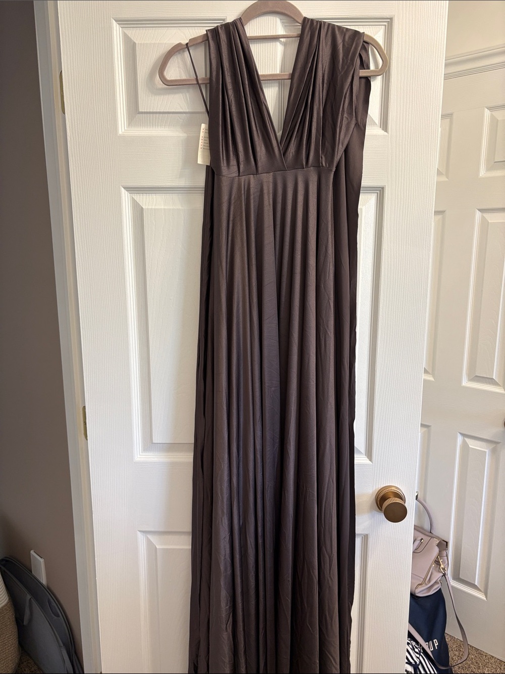Twobirds Brown Sleeveless V-Neck Maxi Dress Slate Size A